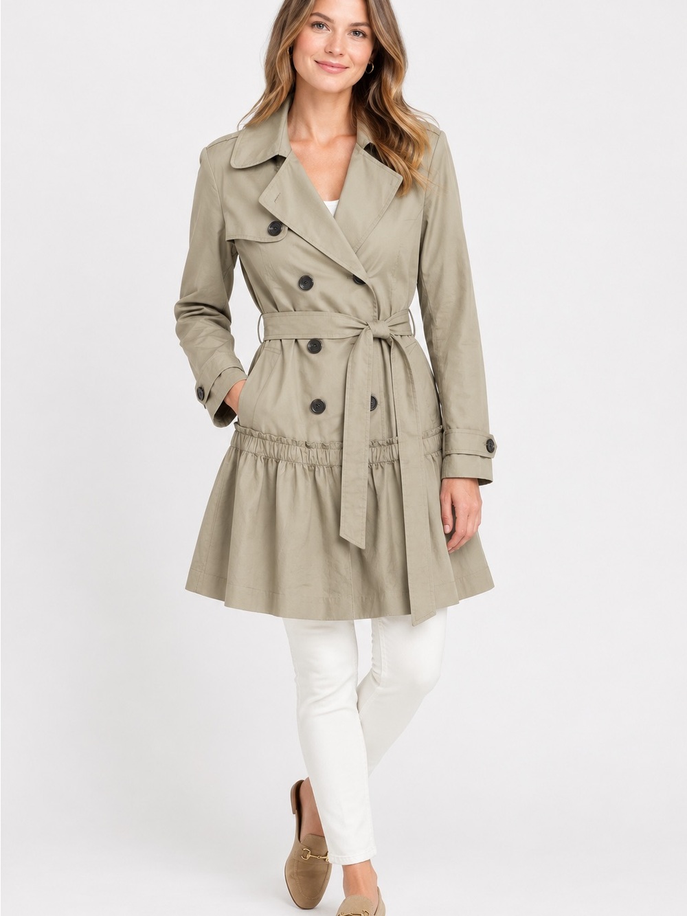 Ellie ruffle trench coat size XL